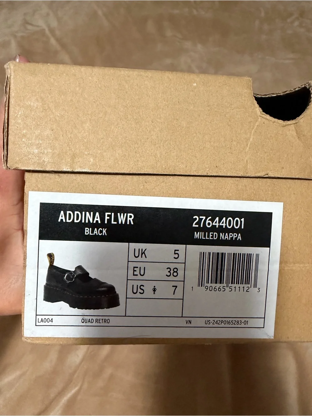 Dr. Martens Black Leather Addina Flower Mary Jane Platform Women’s 38/7